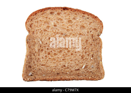gesunde Vollkornbrot Scheibe isoliert auf weiss Stockfoto