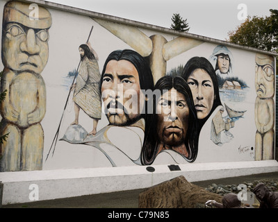 Wandbild von Paul Ygartua, Heritage Square, Chemainus, Vancouver Island, British Columbia, Kanada Stockfoto