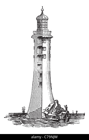 Eddystone Leuchtturm, in England, Vereinigtes Königreich, graviert Vintage Illustration. Trousset Enzyklopädie (1886-1891). Stockfoto