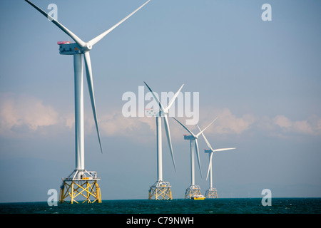 Der Offshore-Windpark Ormonde entsteht derzeit in der irischen See, 10 km von Barrow-In-Furness. Stockfoto