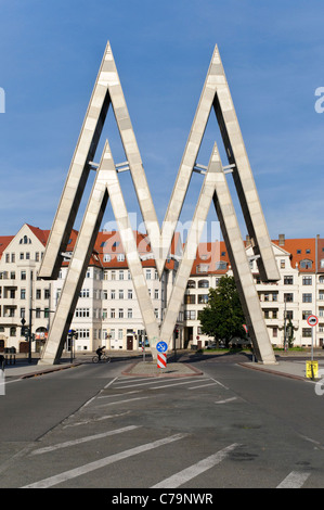 Das MM-Werbung-Logo für die Leipziger Mustermesse auf der alten Messe-center, Leipzig, Sachsen, Deutschland, Europa Stockfoto