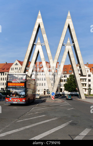 Das MM-Werbung-Logo für die Leipziger Mustermesse auf der alten Messe-center, Leipzig, Sachsen, Deutschland, Europa Stockfoto