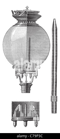 Yablochkov Kerze, graviert Vintage Illustration. Trousset Enzyklopädie (1886-1891). Stockfoto