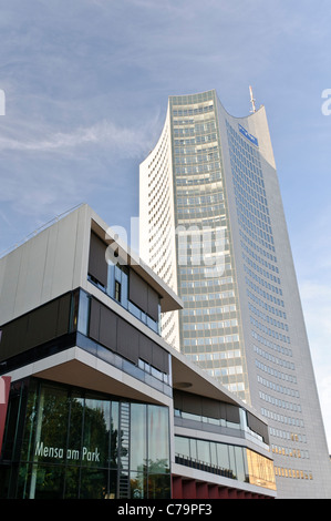 City-Hochhaus Wolkenkratzer, Panorama Tower, MDR, Leipzig, Sachsen, Deutschland, Europa Stockfoto