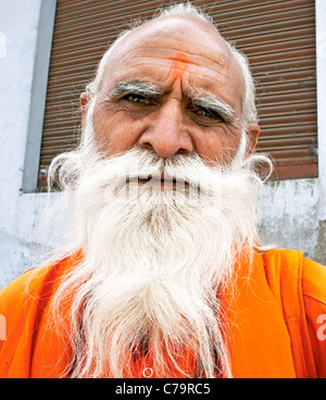 Indischen Sadhu am Holi Festival Mathura India Stockfoto