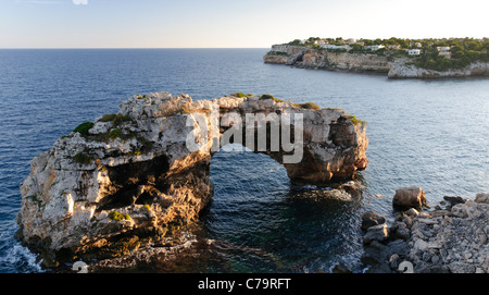 Es Pontas, ein natürlichen Felsbogen aus die Küste von Cala Santanyi, Mallorca, Balearen, Spanien, Europa Stockfoto