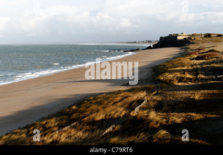 Strand des "Château Rouge", Fort Penthièvre Kerhostin, Quiberon Halbinsel (Morbihan, Bretagne, Frankreich). Stockfoto