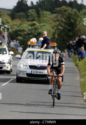 Jonathan Tiernan-Locke Klettern Haytor ins an Spitze der Bergwertung Exeter Exmouth Stage Tour von Großbritannien 2011 Stockfoto