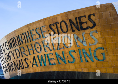 Wales Millennium Centre, Canolfan Mileniwm Cymru, Heimat der Welsh National Opera, WNO, Bucht von Cardiff, Cardiff, Caerdydd, Wales, UK Stockfoto