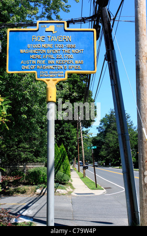 Historische Markierung an Stelle des Roe Taverne nach Hause eines der revolutionären Krieg Washingtons Spione East Setauket Long Island New York Stockfoto