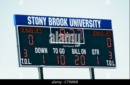 Anzeigetafel am LaValle Stadion der Stony Brook University Fußball Long Island NY Stockfoto