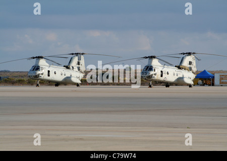 Us-marines Ch-46 Sea Knight Hubschrauber miramar Air Station in Kalifornien, USA. Stockfoto