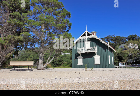 Die historischen Gamecock Cottage, Wiese Weststrand, Stony Brook, Long Island, NY Stockfoto