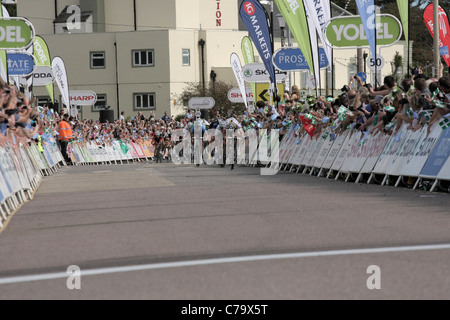 Mark Renshaw gewinnt Sprint finish Exeter, Exmouth Stage Tour von Großbritannien 2011 15 Sept 2011 Stockfoto