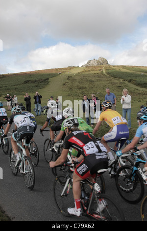 Fahrer erklimmen Haytor auf Exeter Exmouth Etappe Tour of Britain 15. September 2011 Stockfoto