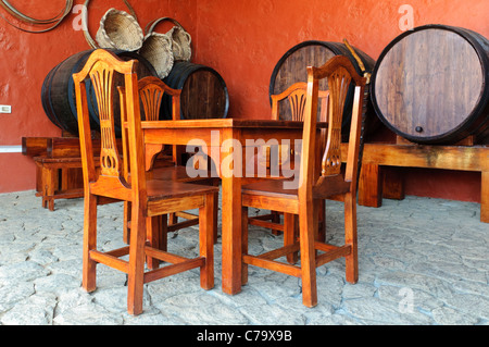 Casa del Vino La Baranda, Weinmuseum, ehemaliges Bauernhaus in eine traditionelle kanarische Architektur, El Sauzal, Teneriffa, Spanien Stockfoto