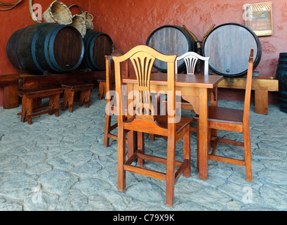 Casa del Vino La Baranda, Weinmuseum, ehemaliges Bauernhaus in eine traditionelle kanarische Architektur, El Sauzal, Teneriffa, Spanien Stockfoto