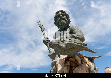 Die große öffentliche Statue von King Neptune, die alle nach Virginia Beach, Virginia USA begrüßt. Stockfoto