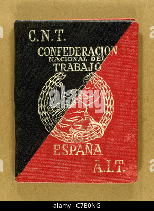 Karte der nationalen Bund Arbeit (Confederación Nacional del Trabajo). 1939. Spanien. Stockfoto