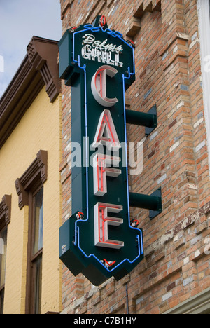 Cafe Zeichen, Atlanta, Illinois, USA Stockfoto