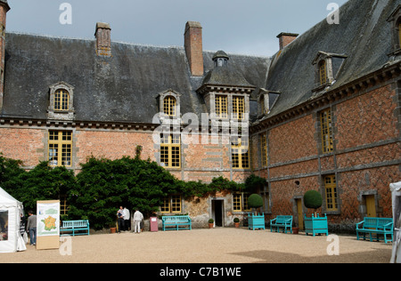 Mittelalterlichen Castel Carrouges, 14. Jahrhundert (Orne, Normandie, Frankreich). Stockfoto