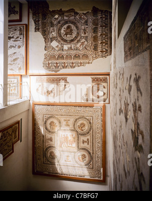 Tunis, Tunesien, Nordafrika, Bardo Museum, Ausstellung von römischen Mosaiken, Stockfoto