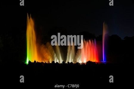 Wasser und Licht-Spektakel im Botanischen Garten, Planten un Blomen in der Abenddämmerung, Hamburg, Deutschland Stockfoto