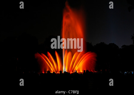 Wasser und Licht-Spektakel im Botanischen Garten, Planten un Blomen in der Abenddämmerung, Hamburg, Deutschland Stockfoto