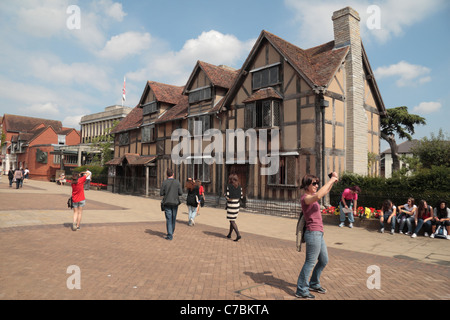 Shakespeares Geburtshaus auf Henley Street, Stratford-Upon-Avon, Warwickshire, England, UK. Stockfoto