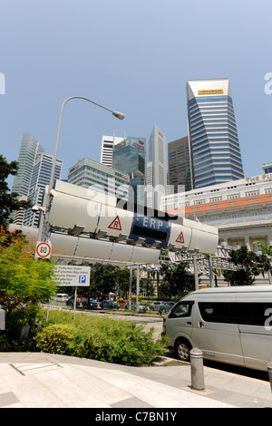 Fullerton Straße ERP (elektronische Road-Pricing), Singapur Stockfoto