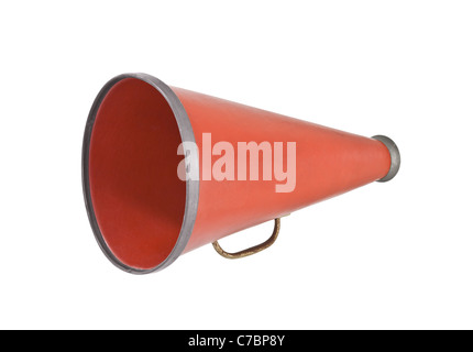 Vintage Megaphon aus dem Jahr 1920 ist isoliert auf weiß. Stockfoto