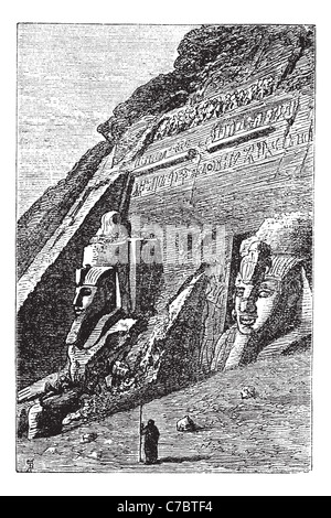 Der große Tempel in Abu Simbel in Ägypten, in den 1890er Jahren, Vintage Gravur. Stockfoto