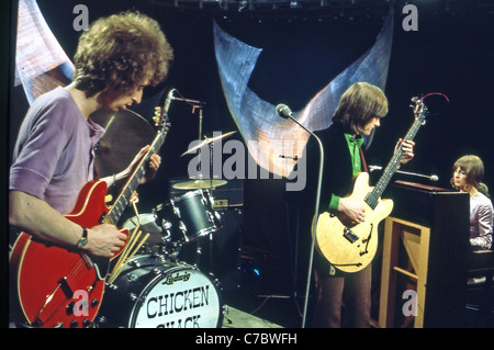 CHICKEN SHACK britisches Rock-Gruppe über 1968 mit von links: Stan Webb, Dave Bidwell (Schlagzeug), Andy Sylvester, Christine Perfect. Stockfoto