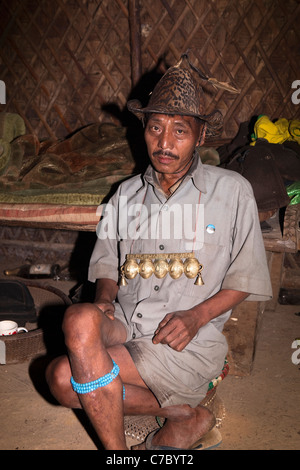 Indien, Nagaland, Longwa, Angh, Chef der Konyak Naga Dörfer Stockfoto