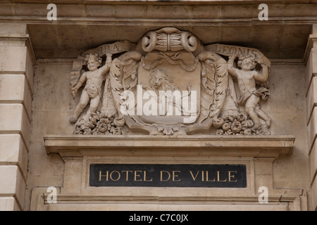 Detail am Hotel de Ville, Arles, Frankreich Stockfoto