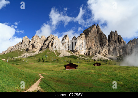 Sommerlandschaft Cir Group von Gardena pass, italienischen Dolomiten Stockfoto