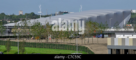 2012 Olympiapark Water Polo Arena temporäre Struktur mit Kunststoff Decken und Wände, die teilweise recycelt werden sollen Stratford East London, Großbritannien Stockfoto