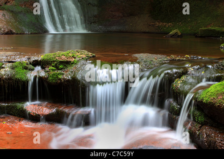 Pwll-y Wrach (Pool der Hexe) Wasserfall befindet sich im Naturschutzgebiet Pwll y Wrach Talgarth, Powys, Wales Stockfoto