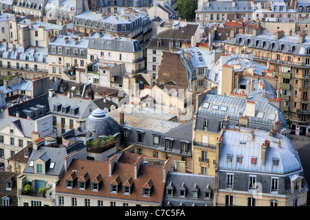 Luftbild von der Zinkdächer und Kamine von Paris Kathedrale Notre Dame, Paris, Frankreich Stockfoto