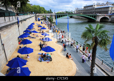 Paris-Strände entlang der Seine, Frankreich Stockfoto