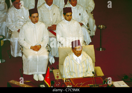 Die Szene bei der Unterzeichnung der Union des arabischen Maghreb in Marrakesch, Marokko, von Libyen, Marokko, Algerien, Tunesien und Mauretanien. Stockfoto