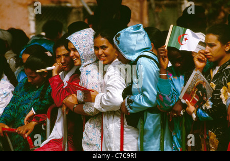 Die Szene bei der Unterzeichnung der Union des arabischen Maghreb in Marrakesch, Marokko, von Libyen, Marokko, Algerien, Tunesien und Mauretanien. Stockfoto