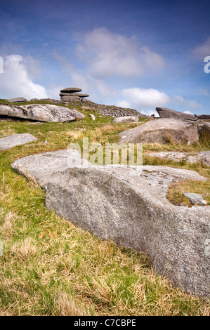 Regnerisch Tor in der Nähe von groben Tor auf Bodmin Moor in Cornwall, England Stockfoto