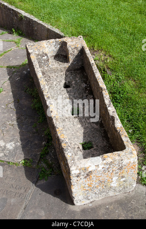 Stein-Sarg außerhalb Malmesbury Abtei Stockfoto