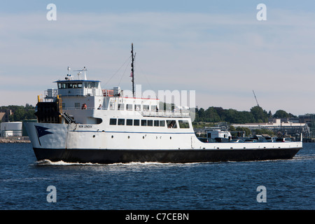 Sound Fähre Schiff New London auf der Themse überqueren inbound nach New London, Connecticut. Stockfoto