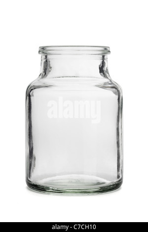 Offenen leeren Glasbehälter auf weißem Hintergrund Stockfoto