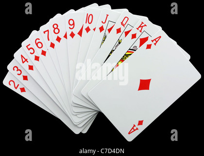 Diamant-Anzug in einem Spiel Kartenspiel isoliert auf schwarz Stockfoto