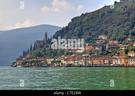 Morcote ist ein idyllischer Ort, gelegen auf dem Lago di Lugano Stockfoto