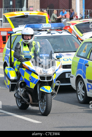 Polizist, Motorrad-Polizist auf Pflicht, England, UK Stockfoto