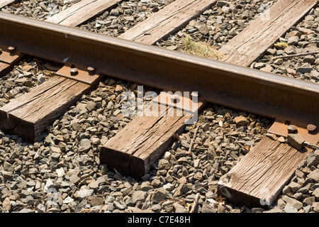 Eine Nahaufnahme von einige verwitterte Gleise. Stockfoto